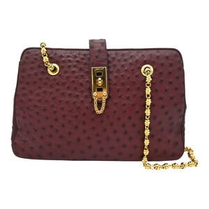 Judith Leiber Vintage Burgundy Ostritch Shoulder Bag w/ Accessories